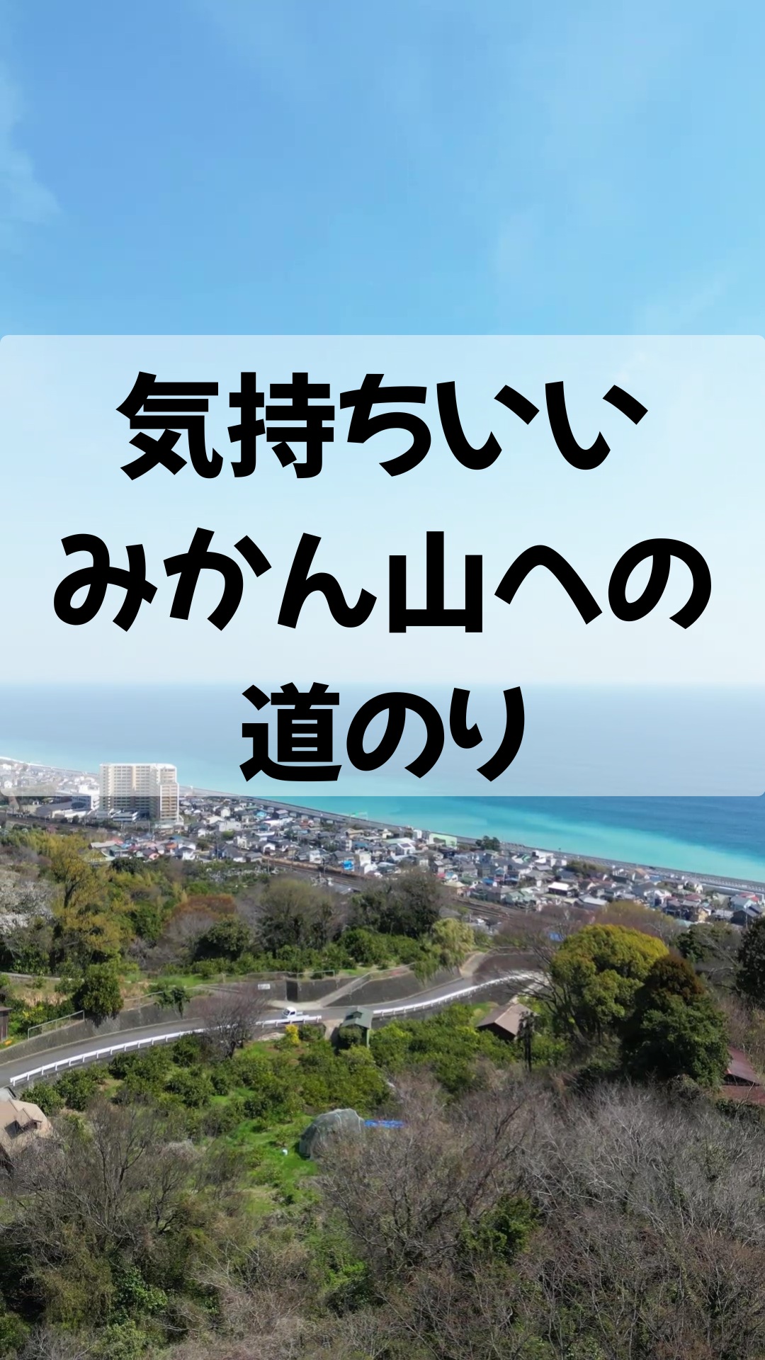 みなさま本日もお疲れ様です😊
トレオフファームで耕作させて頂いている、みかん山へ向かったとある日の道中です🚵
天気がよく、眺めのいい日でした為、
みなさまにも是非、この景色を共有したくて。
ただそれだけです。
体感では、湘南相模湾に吸い込まれていくような、突っ込んでいくような
爽快な山です✨
良かったら覗いてみてください👀
そして一緒に歌いましょう🎤
それでは明日も頑張っていきましょー！！

#湘南みかん山 #湘南ゴールド #耕作放棄地開墾 #湘南農産物 #湘南初心者農家 #トレオフファーム